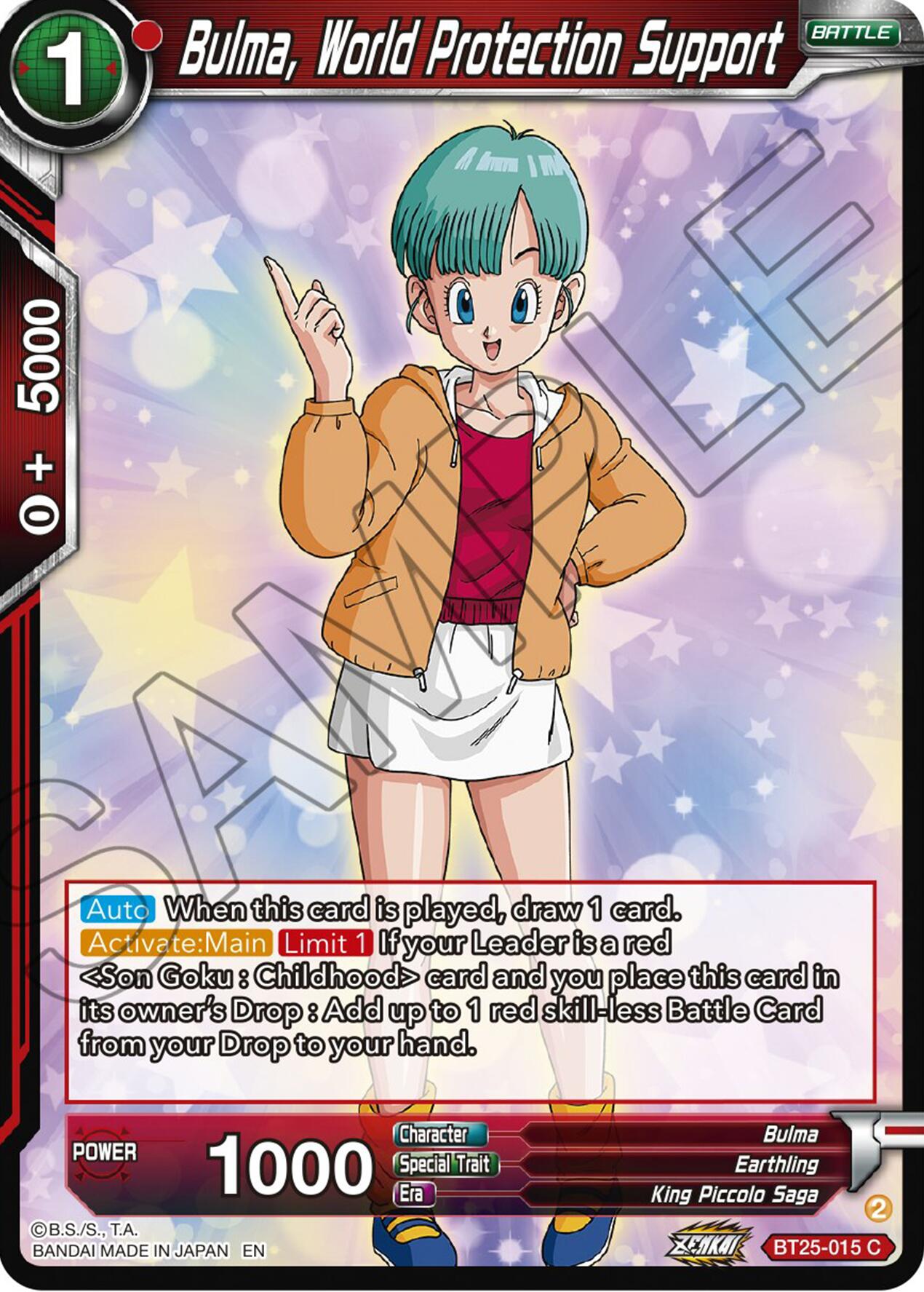 Bulma, World Protection Support (BT25-015) [Legend of the Dragon Balls] | Black Swamp Games