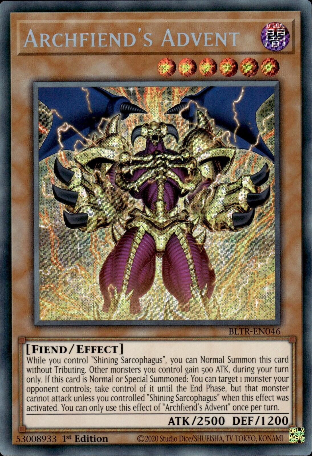 Archfiend's Advent [BLTR-EN046] Secret Rare | Black Swamp Games