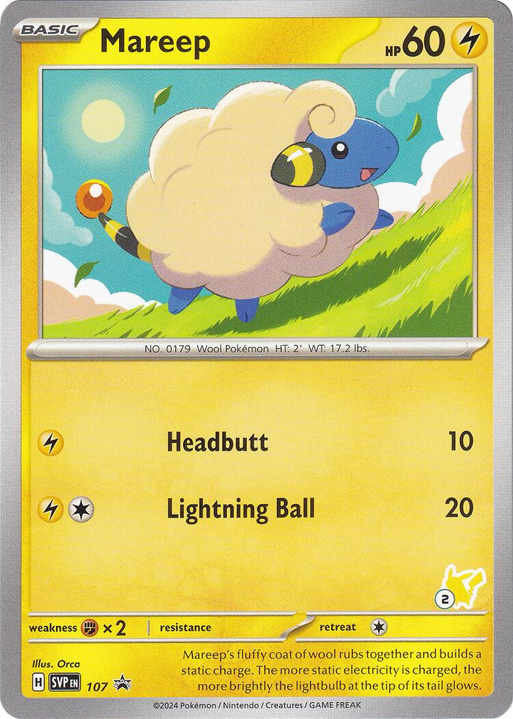 Mareep (107) (Pikachu Stamp #2) [Battle Academy 2024] | Black Swamp Games