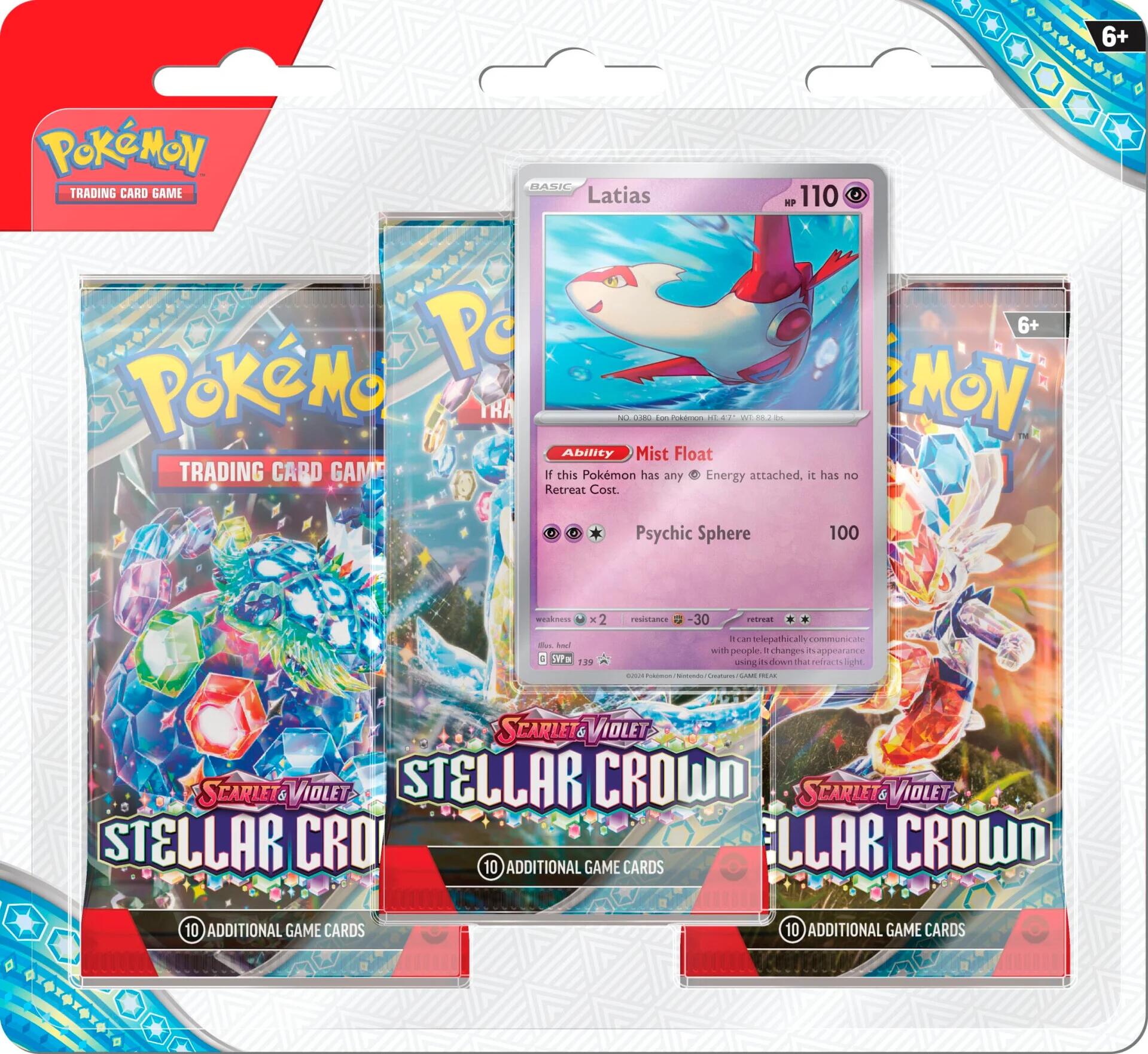 Scarlet & Violet: Stellar Crown - 3 Pack Blister (Latias) | Black Swamp Games