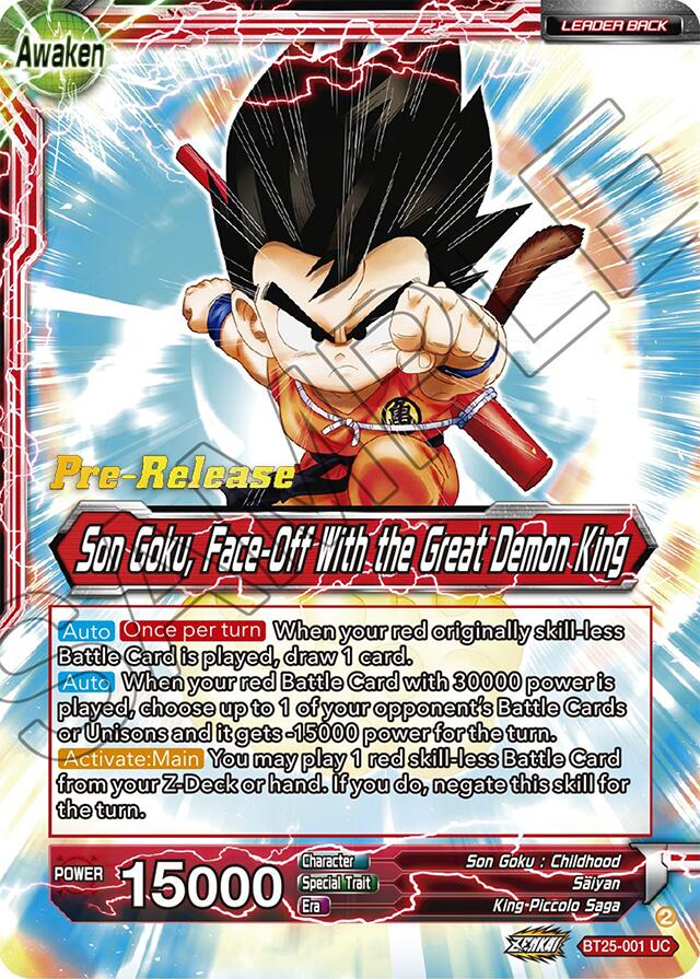 Son Goku // Son Goku Face-Off With the Great Demon King (BT25-001) [Legend of the Dragon Balls Prerelease Promos] | Black Swamp Games