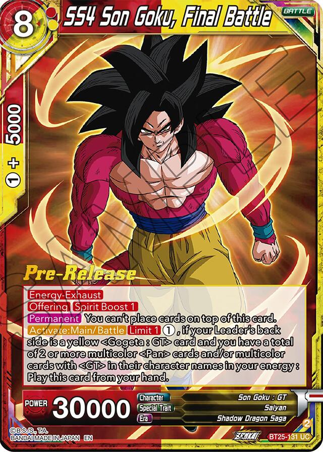 SS4 Son Goku, Final Battle (BT25-131) [Legend of the Dragon Balls Prerelease Promos] | Black Swamp Games