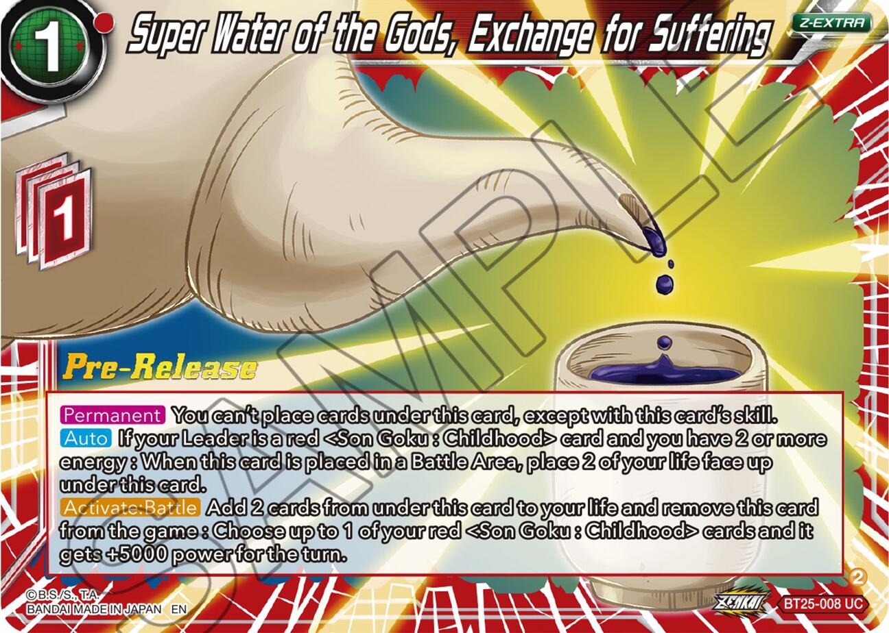 Super Water of the Gods, Exchange for Suffering (BT25-008) [Legend of the Dragon Balls Prerelease Promos] | Black Swamp Games