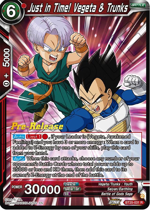 Just in Time! Vegeta & Trunks (BT25-031) [Legend of the Dragon Balls Prerelease Promos] | Black Swamp Games