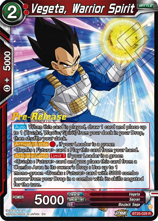 Vegeta, Warrior Spirit (BT25-029) [Legend of the Dragon Balls Prerelease Promos] | Black Swamp Games