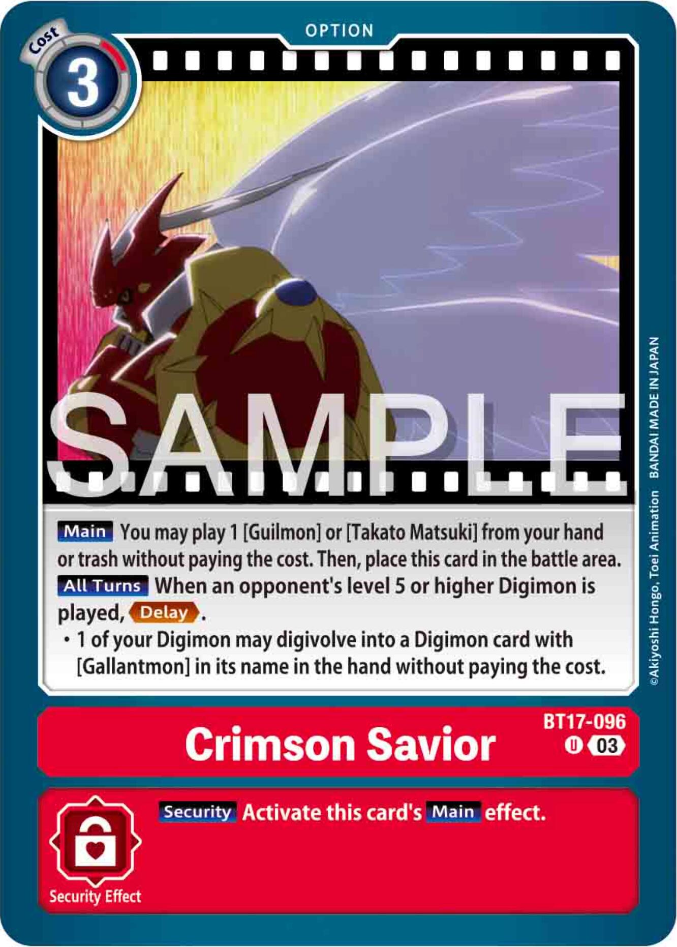Crimson Savior [BT17-096] [Secret Crisis] | Black Swamp Games