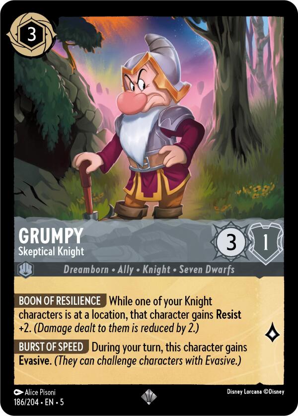 Grumpy - Skeptical Knight (186/204) [Shimmering Skies] | Black Swamp Games