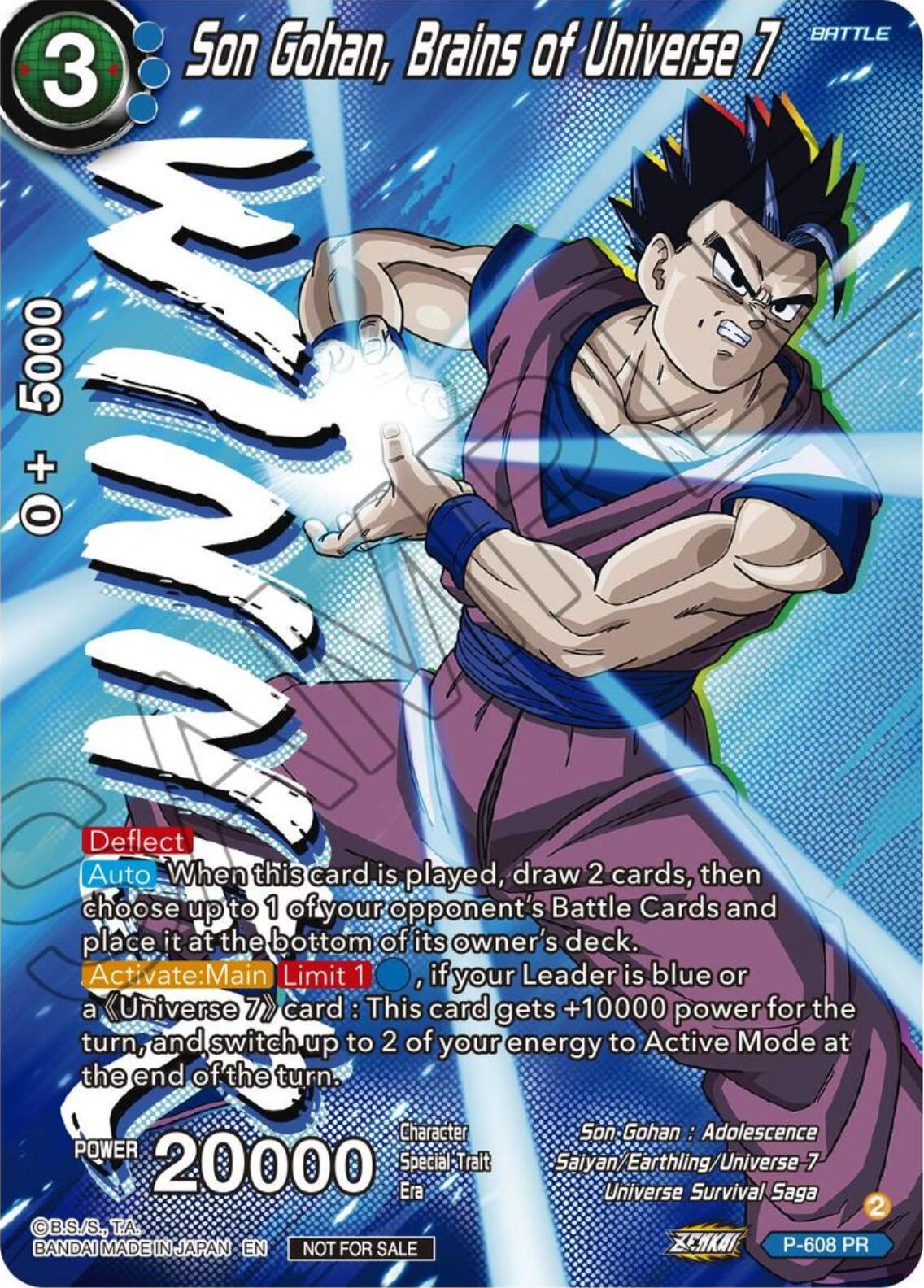 Son Gohan, Brains of Universe 7 (Tournament Pack Vol. 8) (Winner) (P-608) [Promotion Cards] | Black Swamp Games