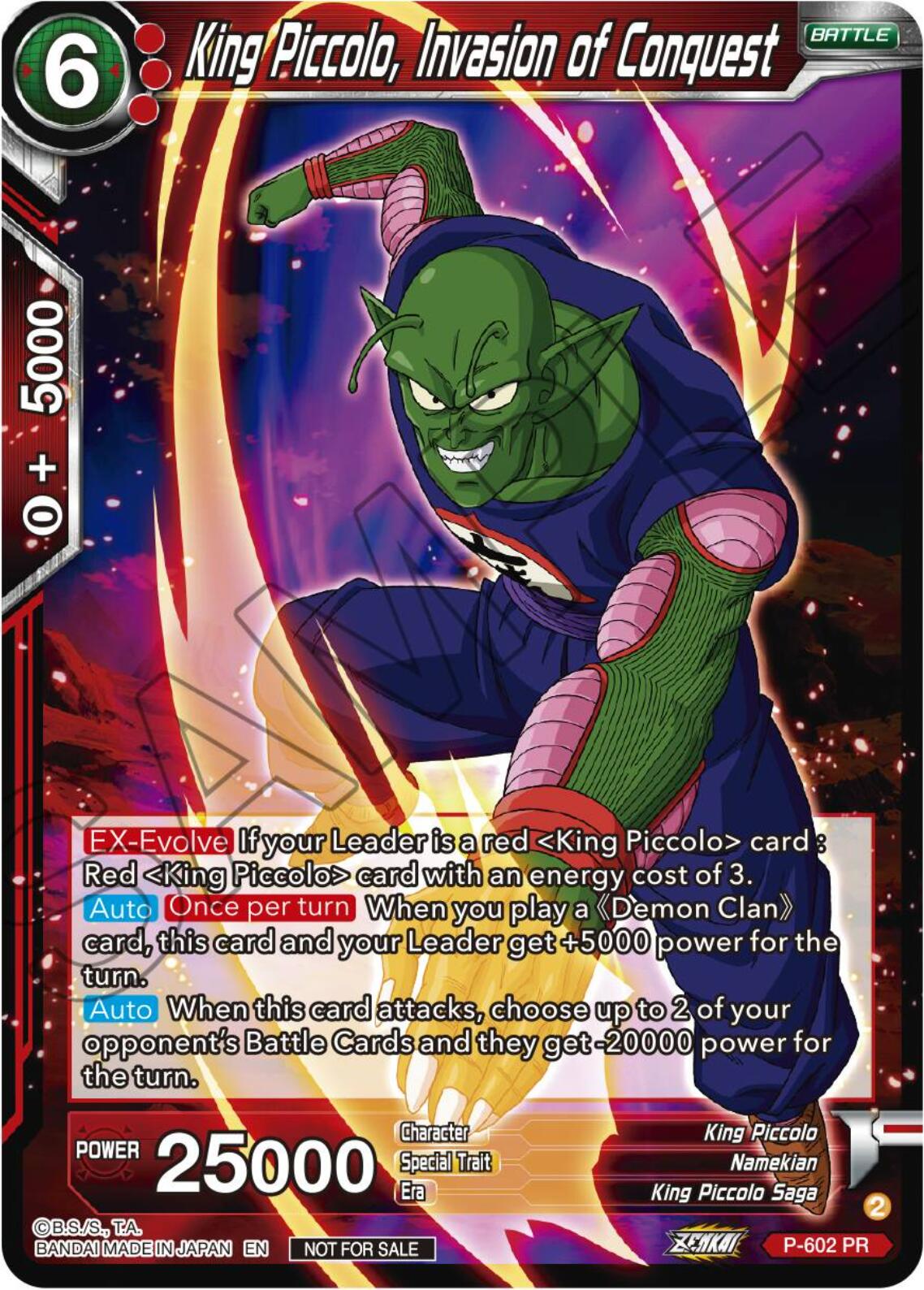 King Piccolo, Invasion of Conquest (Tournament Pack Vol. 8) (P-602) [Promotion Cards] | Black Swamp Games