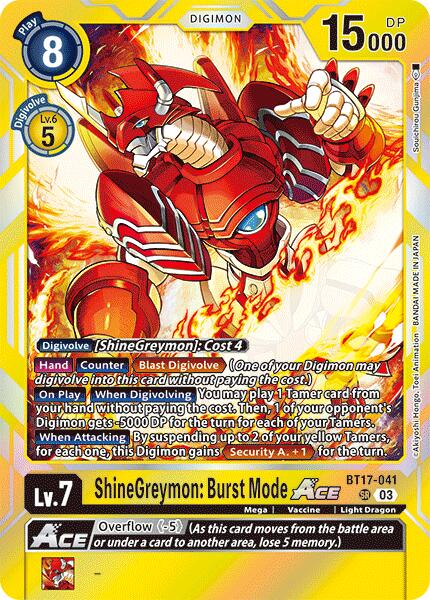 ShineGreymon: Burst Mode ACE [BT17-041] [Secret Crisis] | Black Swamp Games