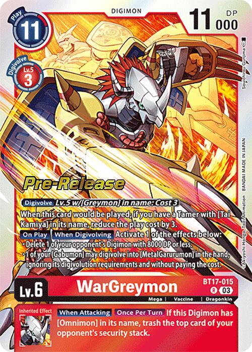 WarGreymon [BT17-015] [Secret Crisis Pre-Release Cards] | Black Swamp Games