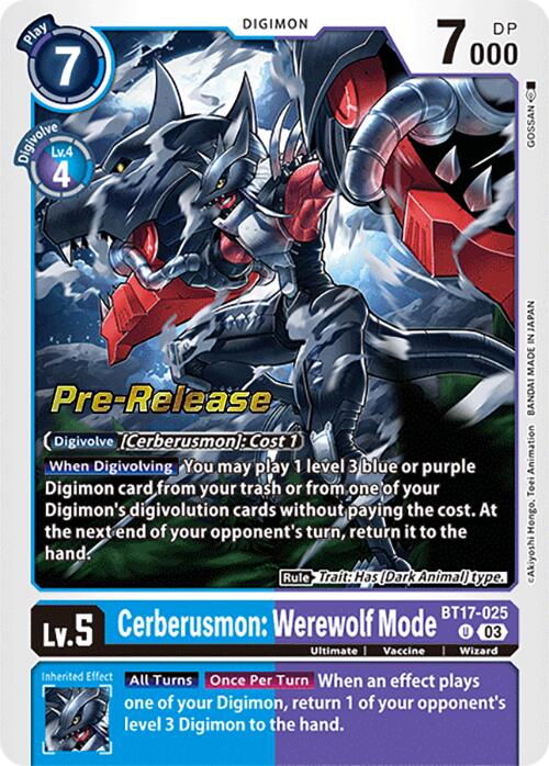 Cerberusmon: Werewolf Mode [BT17-025] [Secret Crisis Pre-Release Cards] | Black Swamp Games