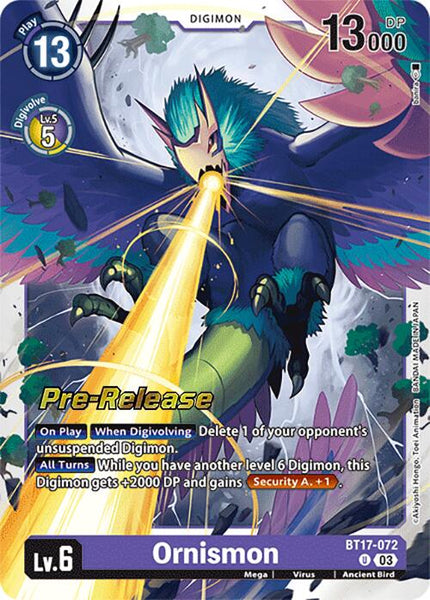 digimon card game bird digimon Ornismon [BT17-072] [Secret Crisis Pre-Release Cards] – Black Swamp Games