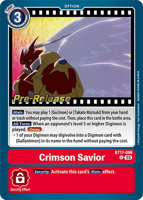 Crimson Savior [BT17-096] [Secret Crisis Pre-Release Cards] | Black Swamp Games