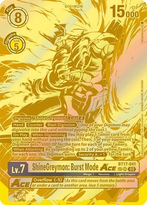 ShineGreymon: Burst Mode ACE [BT17-041] (Textured) [Secret Crisis] | Black Swamp Games