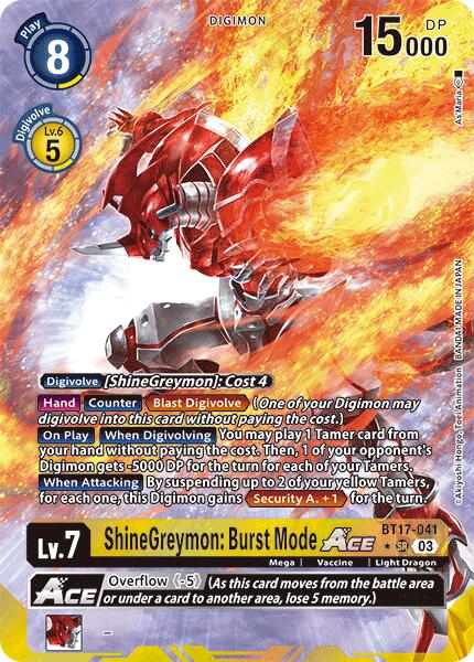 ShineGreymon: Burst Mode ACE [BT17-041] (Alternate Art) [Secret Crisis] | Black Swamp Games