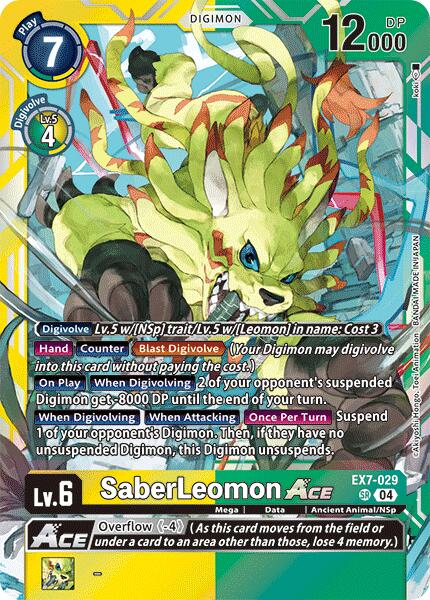 SaberLeomon ACE [EX7-029] [Digimon LIBERATOR] | Black Swamp Games