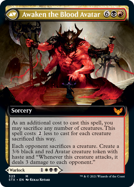 Extus, Oriq Overlord // Awaken the Blood Avatar (Extended Art) [Strixhaven: School of Mages] | Black Swamp Games