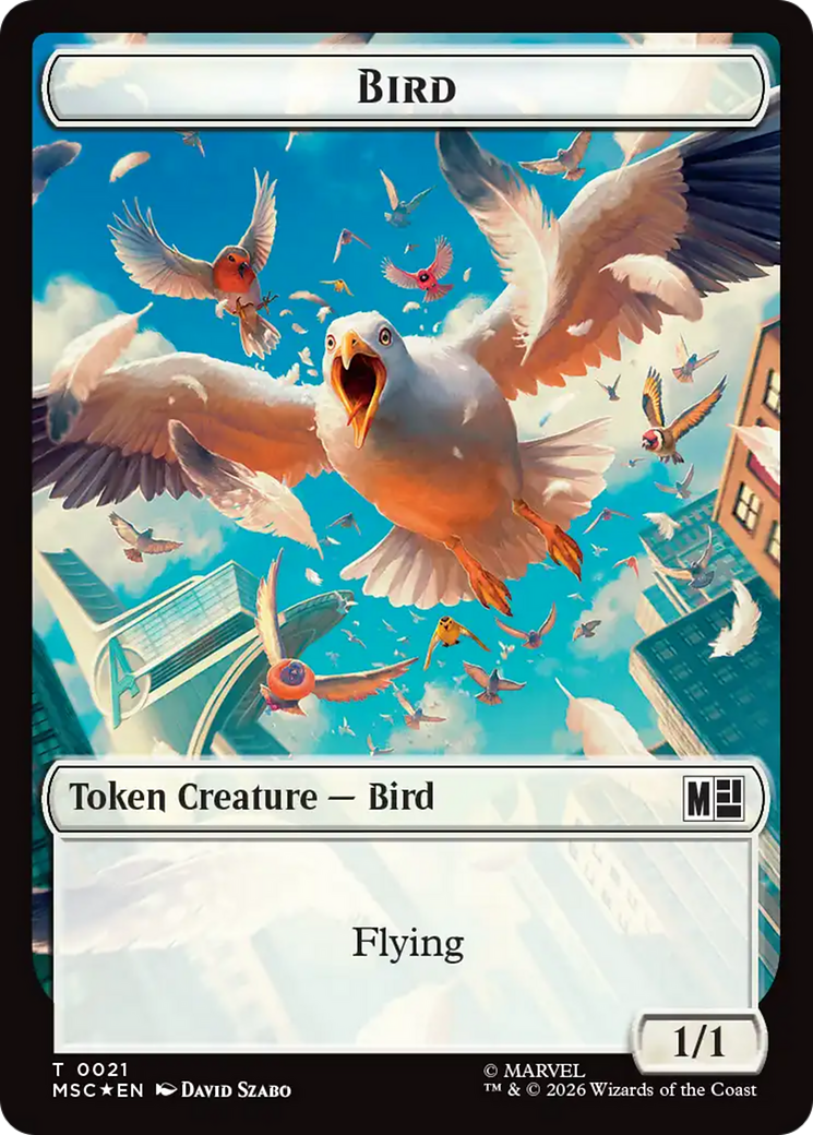Treasure (027) // Bird (021) Double-Sided Token (Surge Foil) [Marvel Super Heroes Commander Tokens] | Black Swamp Games