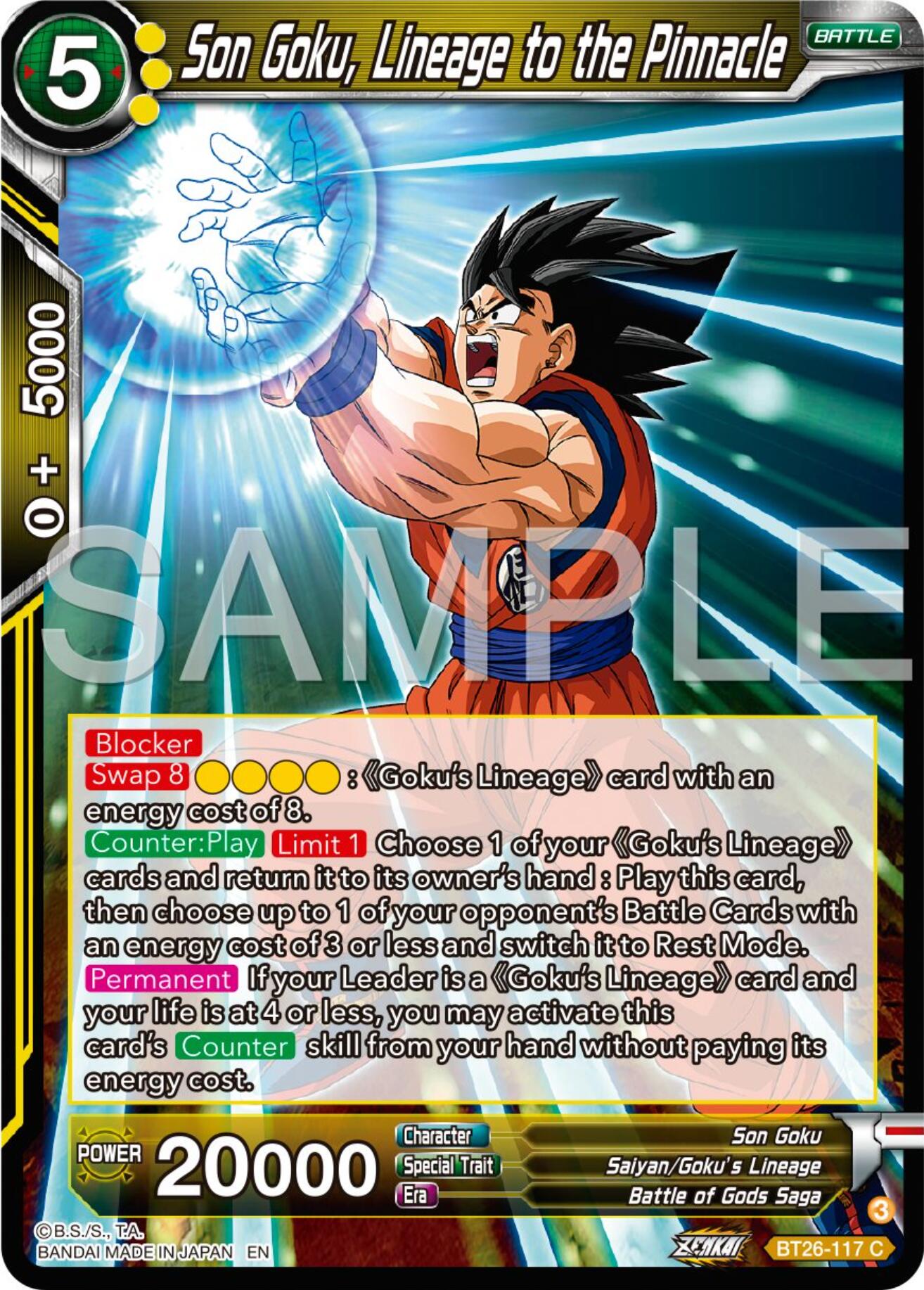 Son Goku, Lineage to the Pinnacle (BT26-117) [Ultimate Advent] | Black Swamp Games