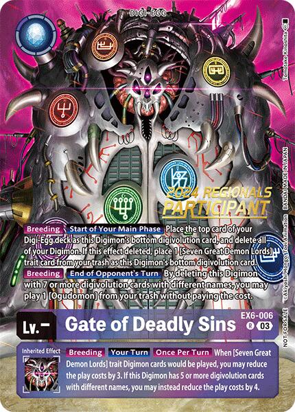 Gate of Deadly Sins [EX6-006] (2024 Regionals Participant) [Infernal Ascension] | Black Swamp Games