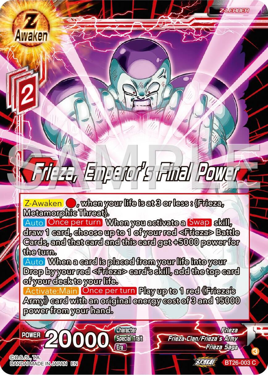 Frieza, Emperor's Final Power (BT26-003) [Ultimate Advent] | Black Swamp Games