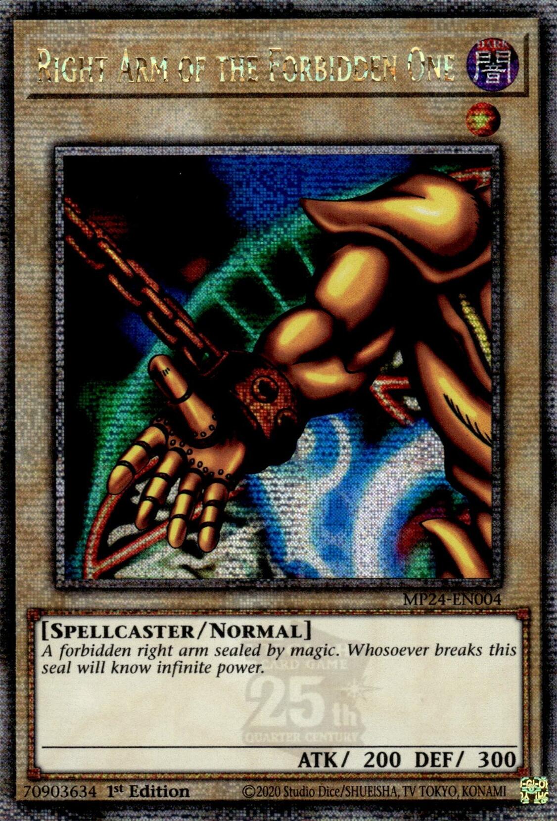 Right Arm of the Forbidden One [MP24-EN004] Quarter Century Secret Rare | Black Swamp Games