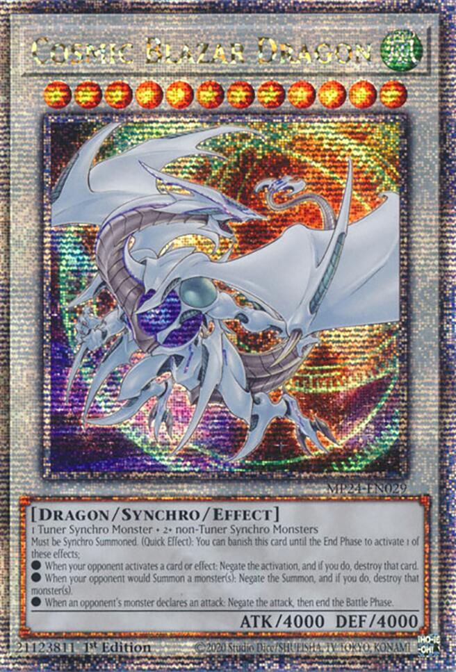 Cosmic Blazar Dragon [MP24-EN029] Quarter Century Secret Rare | Black Swamp Games