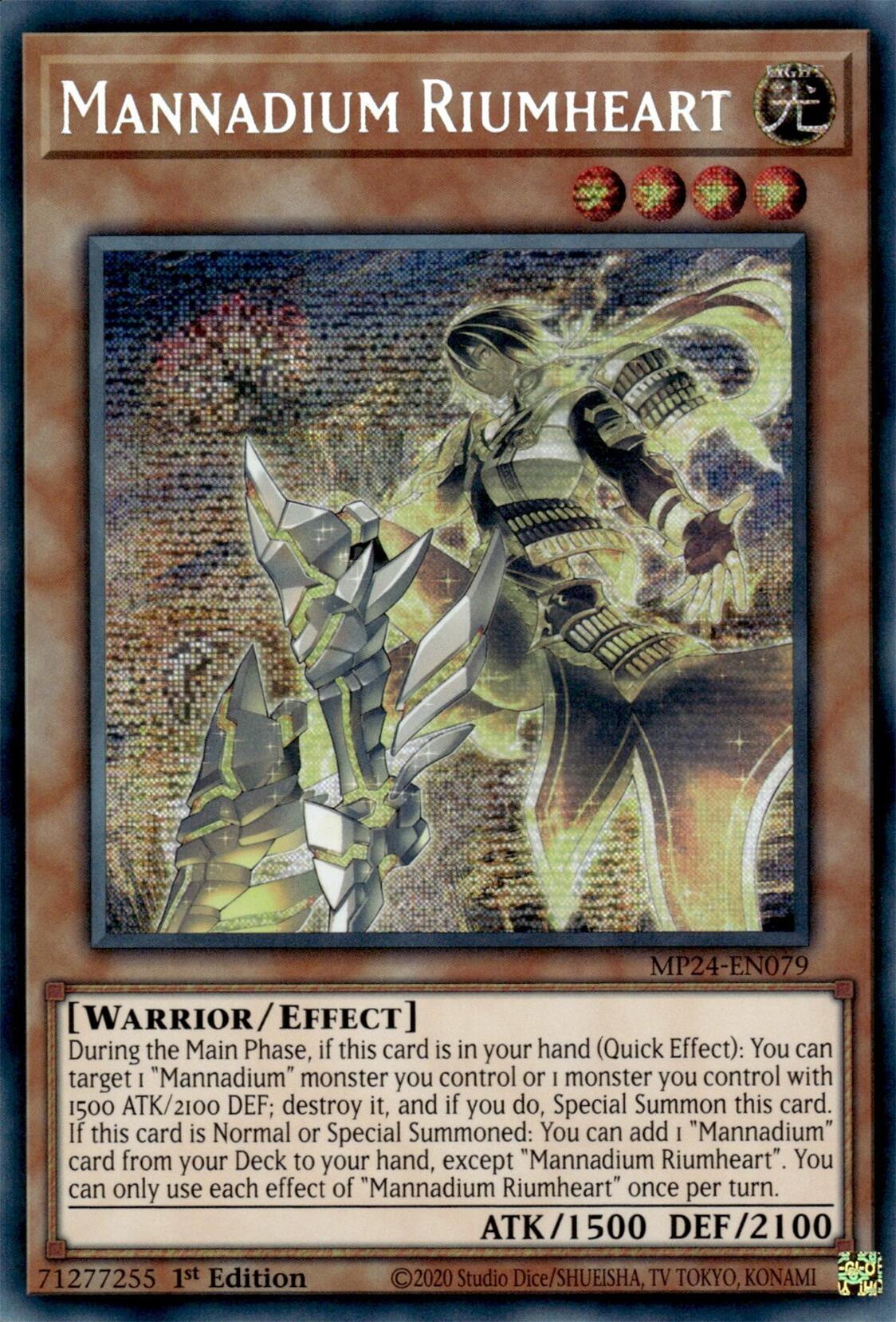 Mannadium Riumheart [MP24-EN079] Prismatic Secret Rare | Black Swamp Games