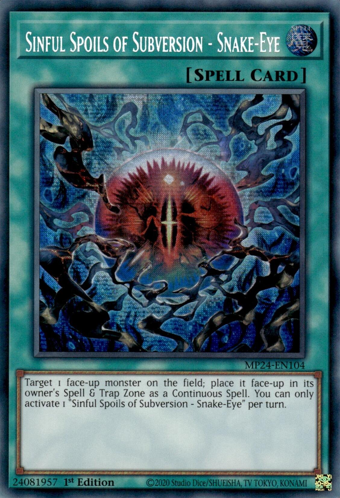 Sinful Spoils of Subversion - Snake-Eye [MP24-EN104] Prismatic Secret Rare | Black Swamp Games