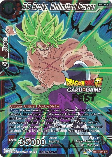 SS Broly, Unlimited Power (Card Game Fest 2022) (BT11-014) [Tournament Promotion Cards] | Black Swamp Games