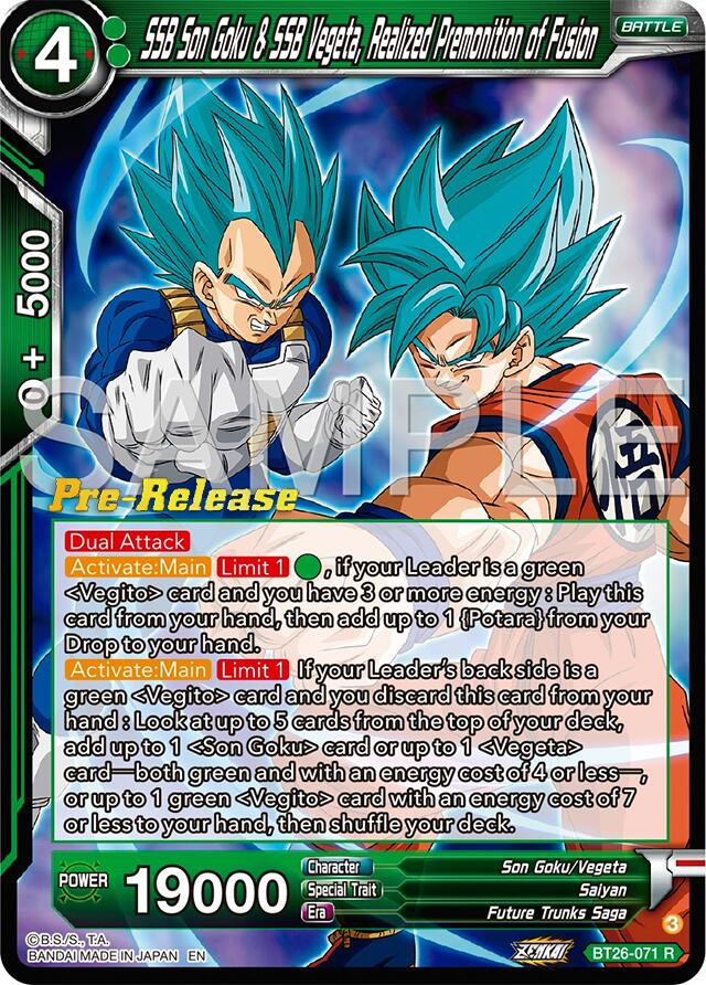 SSB Son Goku & SSB Vegeta, Realized Premonition of Fusion (BT26-071) [Ultimate Advent Prerelease Promos] | Black Swamp Games