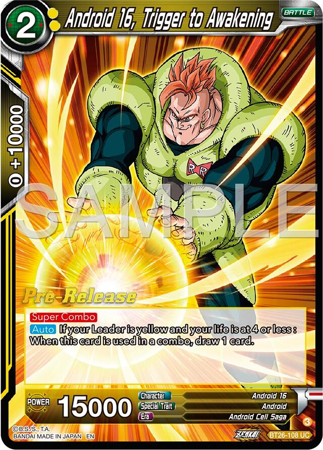 Android 16, Trigger to Awakening (BT26-108) [Ultimate Advent Prerelease Promos] | Black Swamp Games