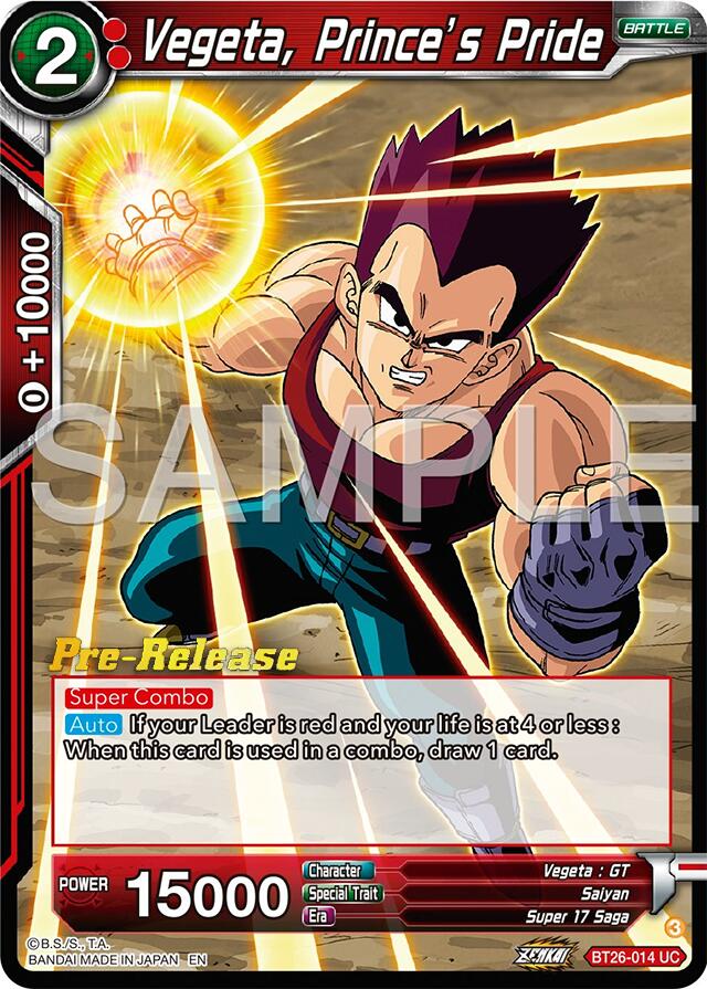 Vegeta, Prince's Pride (BT26-014) [Ultimate Advent Prerelease Promos] | Black Swamp Games