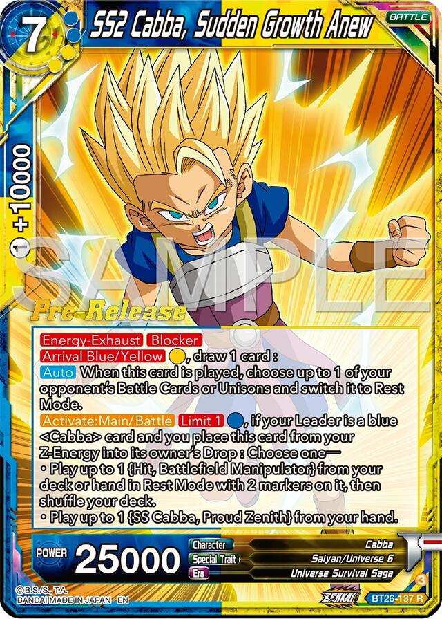 SS2 Cabba, Sudden Growth Anew (BT26-137) [Ultimate Advent Prerelease Promos] | Black Swamp Games