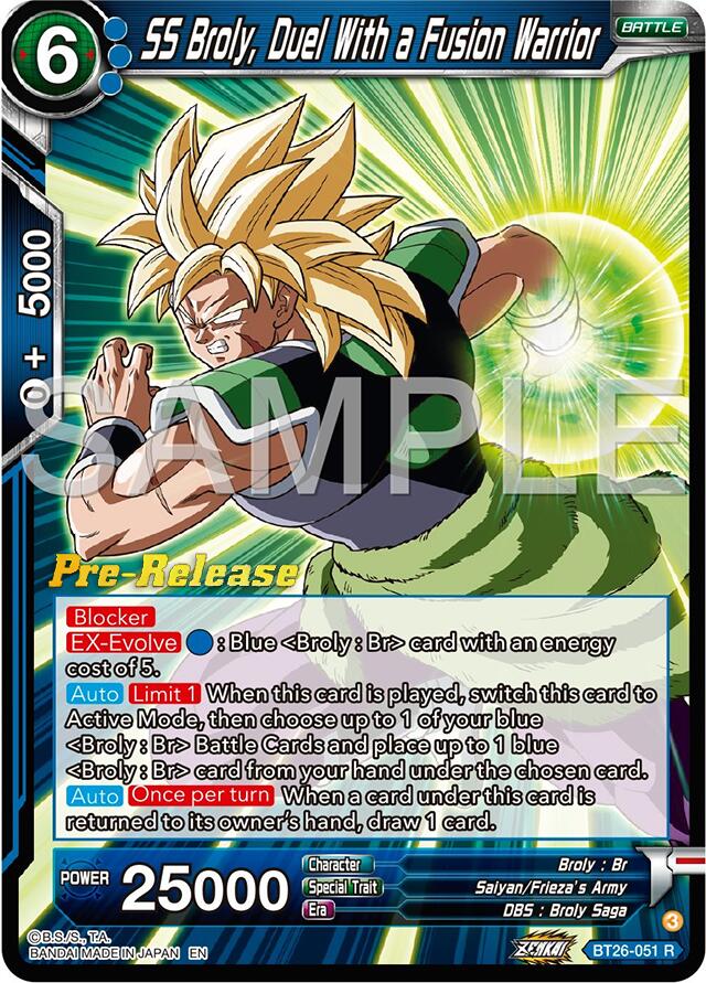 SS Broly, Duel With a Fusion Warrior (BT26-051) [Ultimate Advent Prerelease Promos] | Black Swamp Games