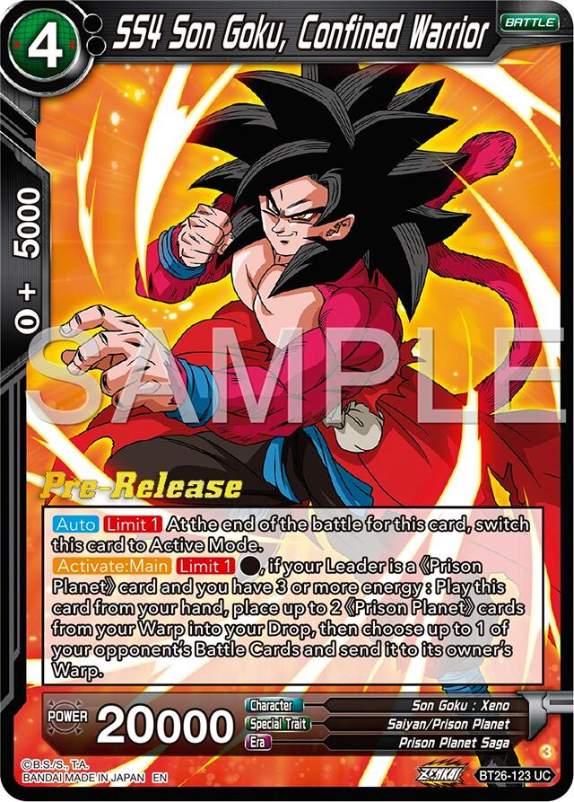 SS4 Son Goku, Confined Warrior (BT26-123) [Ultimate Advent Prerelease Promos] | Black Swamp Games