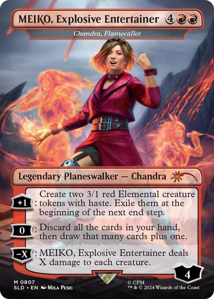 MEIKO, Explosive Entertainer - Chandra, Flamecaller (Rainbow Foil) [Secret Lair Drop Series] | Black Swamp Games