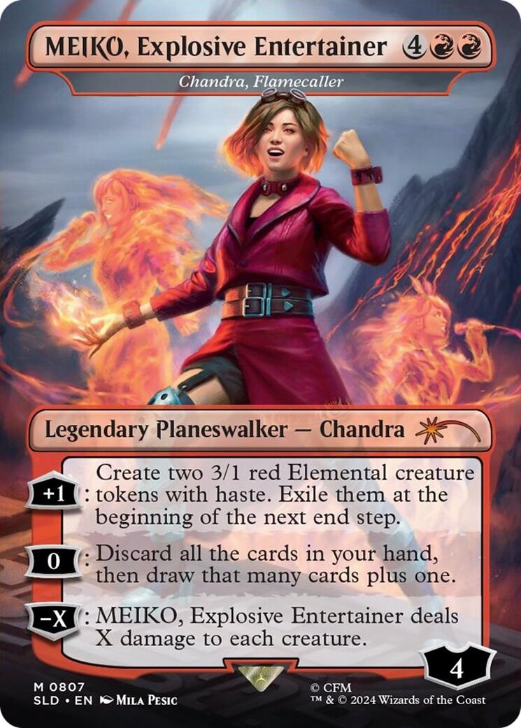 MEIKO, Explosive Entertainer - Chandra, Flamecaller (Rainbow Foil) (Japanese) [Secret Lair Drop Series] | Black Swamp Games