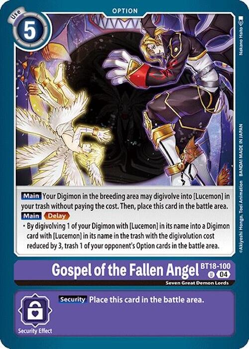 Gospel of the Fallen Angel [BT18-100] [Release Special Booster 2.0] | Black Swamp Games