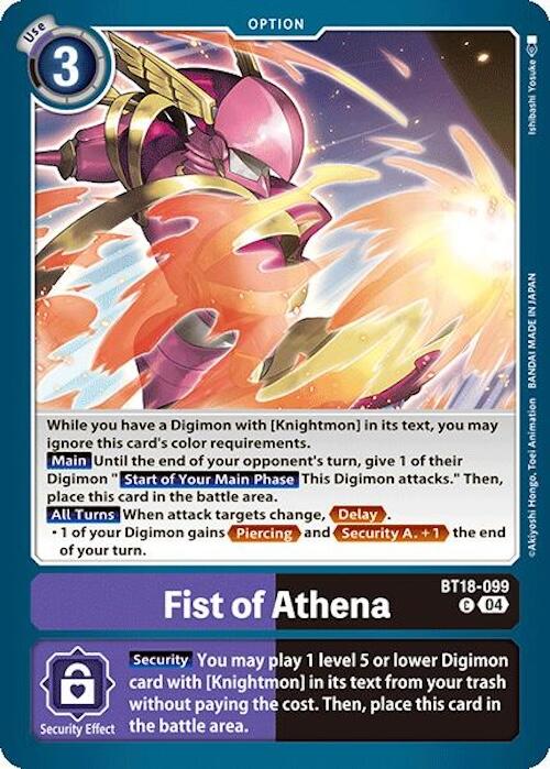 Fist of Athena [BT18-099] [Release Special Booster 2.0] | Black Swamp Games