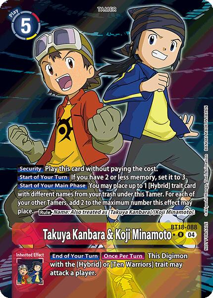 Takuya Kanbara & Koji Minamoto [BT18-088] (Release Special Booster 2.0: Box Promotion Pack) [Release Special Booster 2.0] | Black Swamp Games