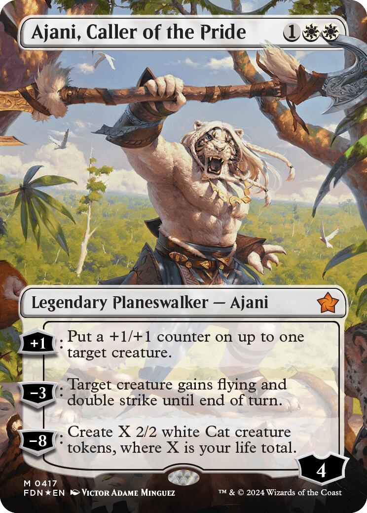 Ajani, Caller of the Pride (Borderless) (Mana Foil) [Foundations] | Black Swamp Games