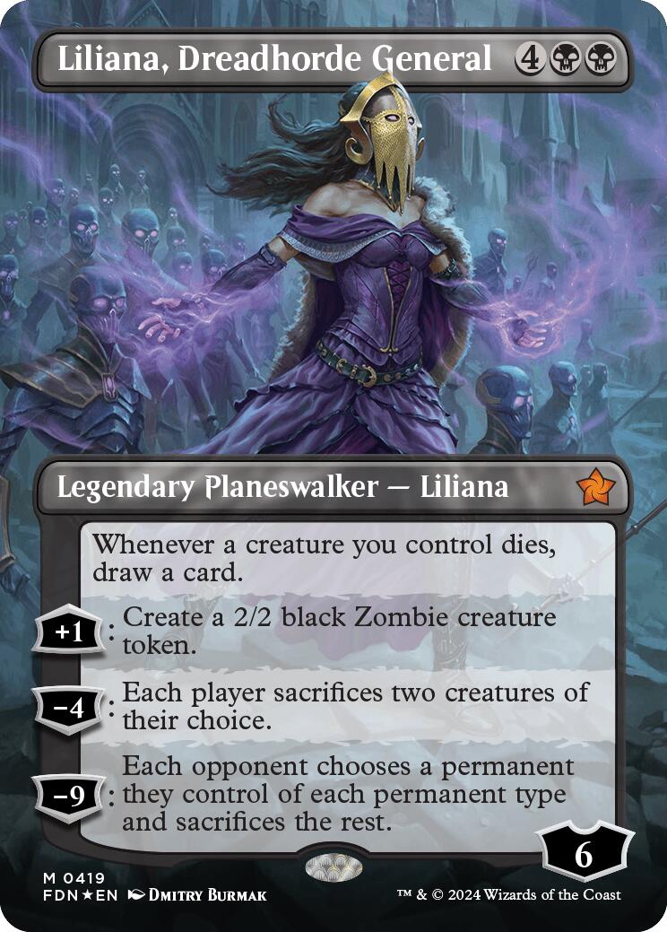 Liliana, Dreadhorde General (Borderless) (Mana Foil) [Foundations] | Black Swamp Games