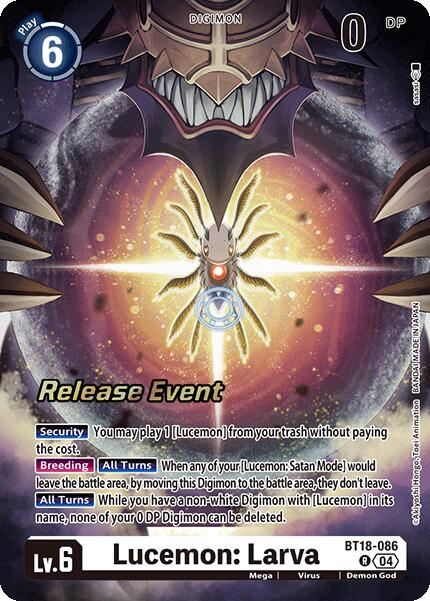 Lucemon: Larva [BT18-086] [Release Special Booster 2.0 Pre-Release Cards] | Black Swamp Games