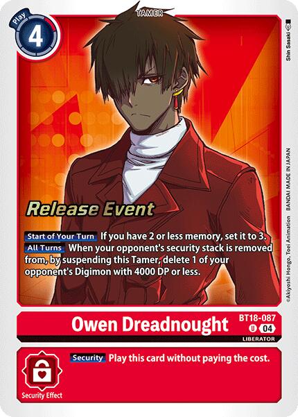 Owen Dreadnought [BT18-087] [Release Special Booster 2.0 Pre-Release Cards] | Black Swamp Games