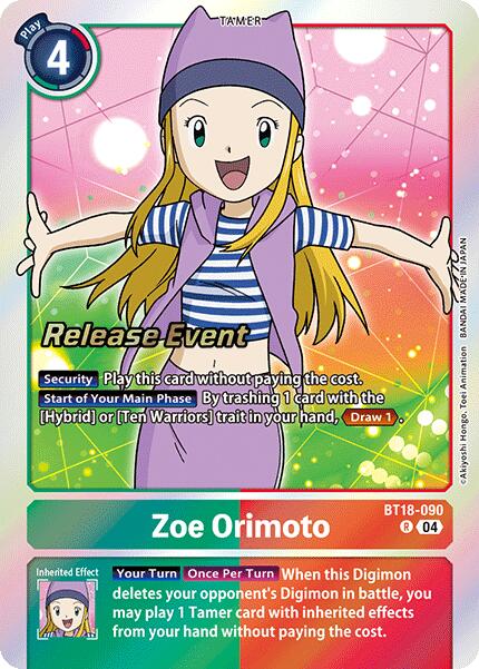 Zoe Orimoto [BT18-090] [Release Special Booster 2.0 Pre-Release Cards] | Black Swamp Games