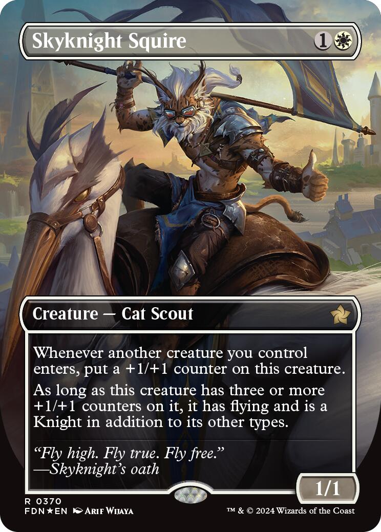 Skyknight Squire (Borderless) (Mana Foil) [Foundations] | Black Swamp Games