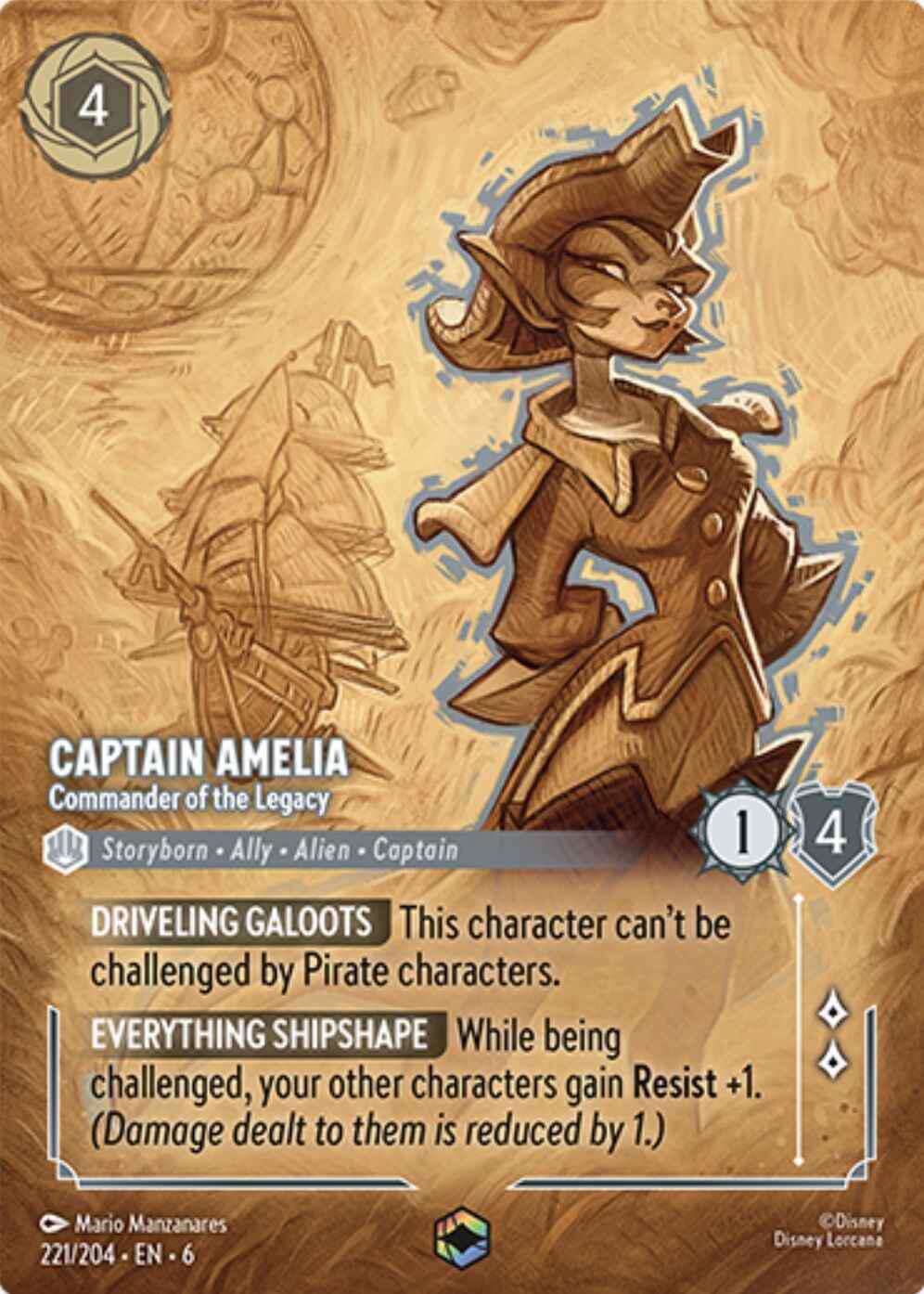 Captain Amelia - Commander of the Legacy (Enchanted) (221/204) [Azurite Sea] | Black Swamp Games