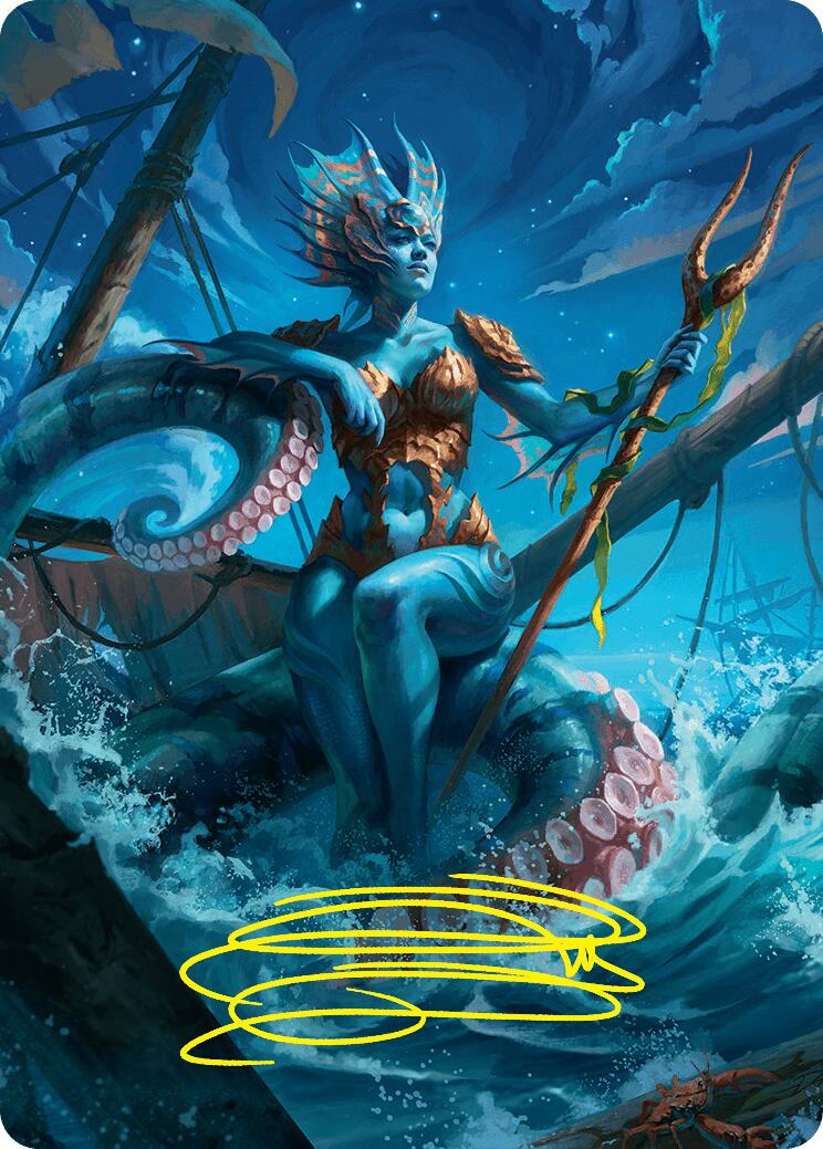 Kiora, the Rising Tide Art Card (30/54) (Gold-Stamped Signature) [Foundations Art Series] | Black Swamp Games